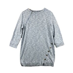 Umgee USA Women's Medium Tunic Long Sweatshirt Top Grayish Top Zipper Athleisure